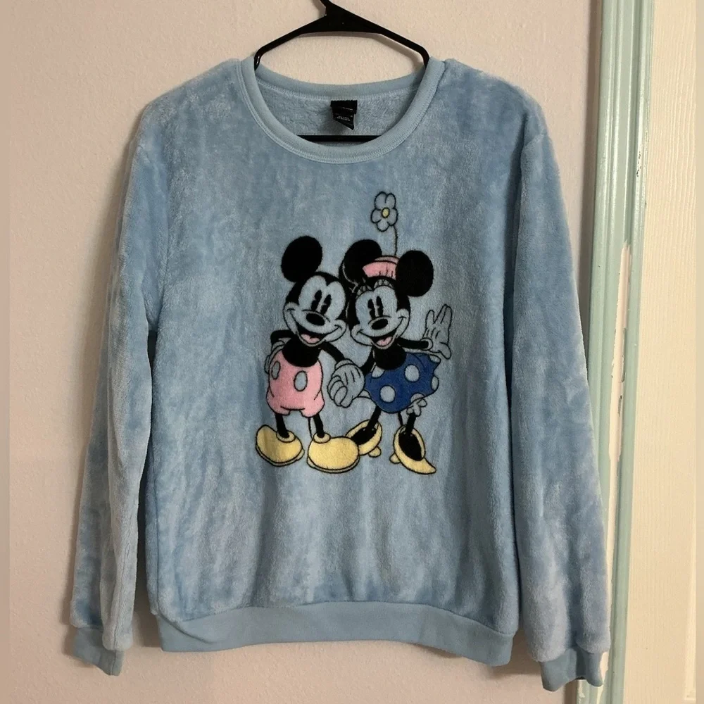 Disney Kids Blue Fleece Sweater with Mickey and Minnie